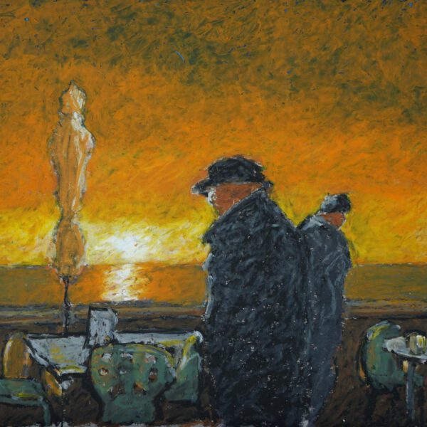 Abendstimmung Camogli, Januar 2023, Ölpastell ca. 30x40cm