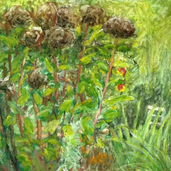 Am Teich, 13. Oktober 2022, Ölpastell ca. 24x33cm
