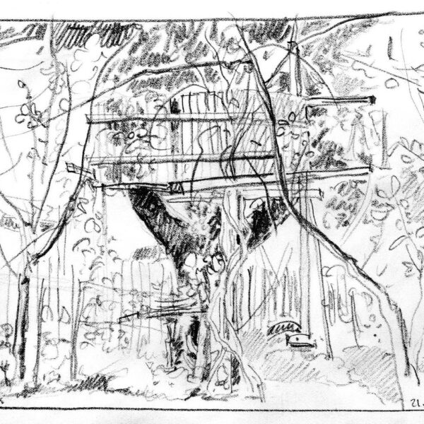 Baumhaus 21.April 2022, Bleistift auf Papier