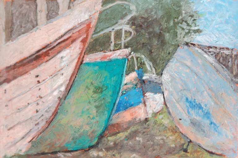 Bretagne Schiffsfriedhof, September 2023, Ölpastell ca. 20x30cm