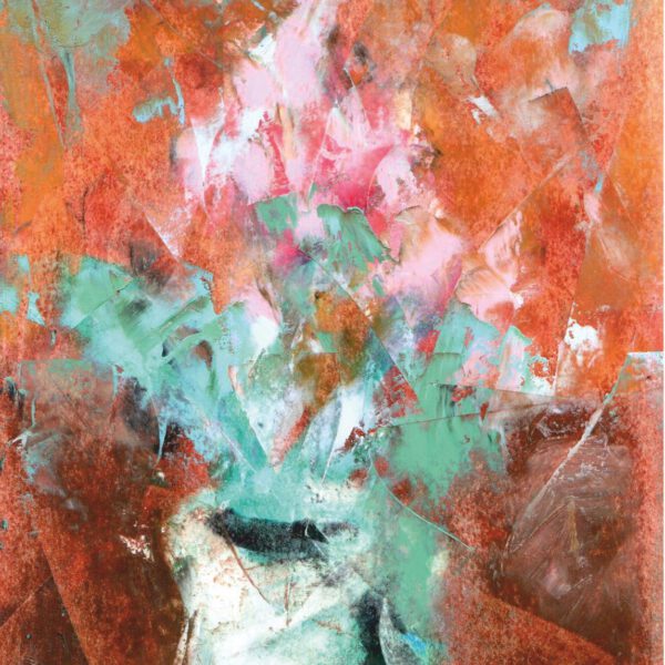 Die kleine grüne Vase, Ölpastell 10x15cm