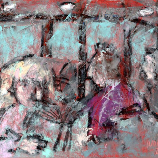Fähre nach Palermo 2023, Ölpastell 18,5x24cm