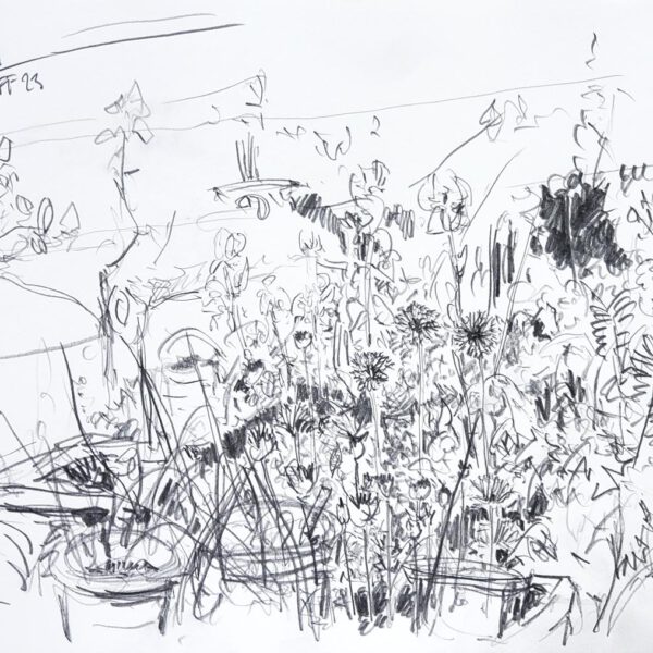 Terrasse 14. Mai, Bleistift ca. 30x40cm