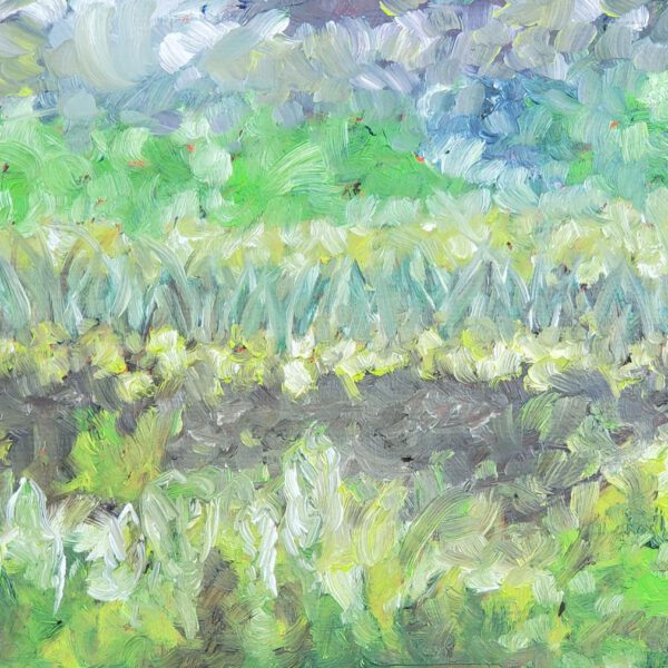 Gemüsebeet, 07. Juli 2023, Öl auf Karton, 21x30 cm