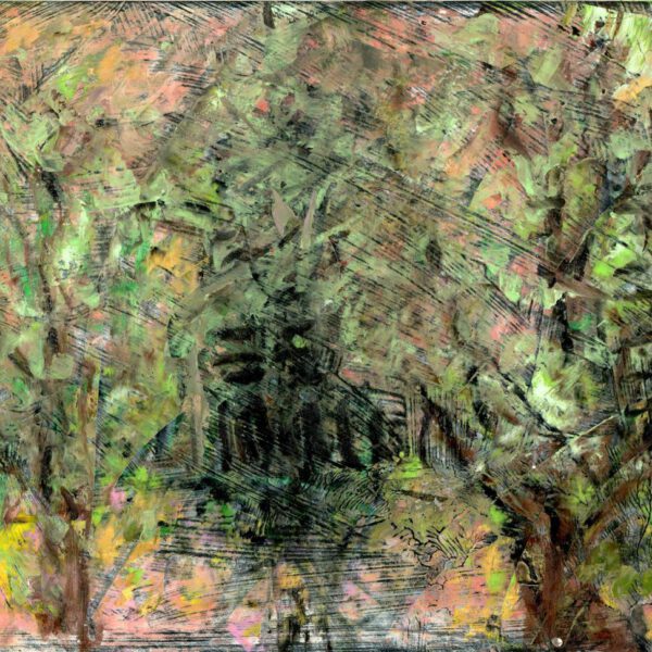 Palermo Allee Gold, September 2024, Ölpastell 20x30cm