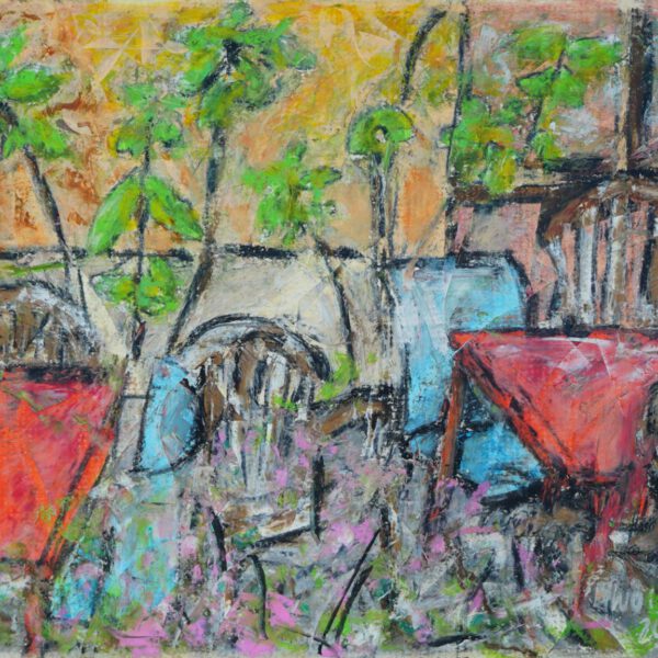 Palermo Cafe 2023-2024, Ölpastell 24x30cm