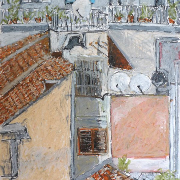 Palermo Dächer, 18. Januar 2023, Ölpastell 30x40cm