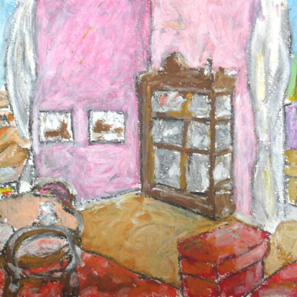 Rosa Zimmer Palermo 2023, Ölpastell ca. 24x30cm