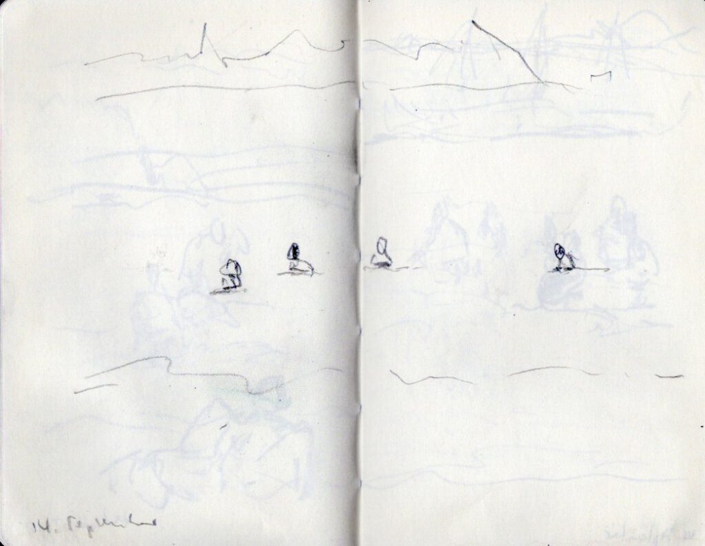 Skizzenbuch Camaret, Sur la Plage 4,14. September 2023