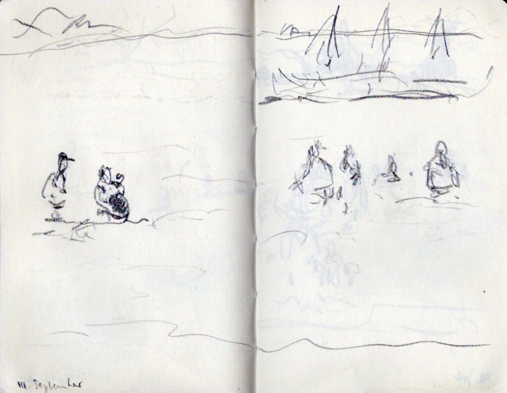 Skizzenbuch Camaret, Sur la Plage 5,14. September 2023
