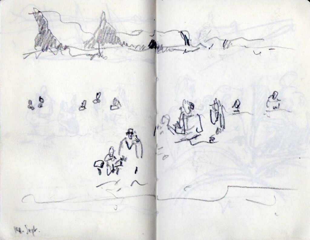 Skizzenbuch Camaret, Sur la Plage 6,14. September 2023