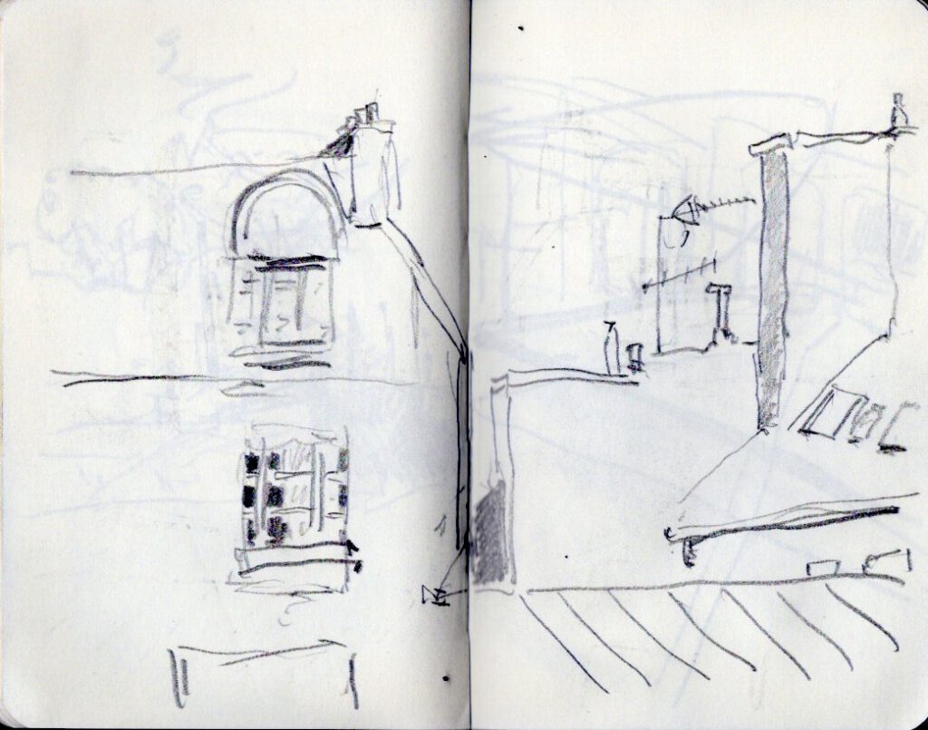Skizzenbuch Camaret, Dachlandschaft, September 2023