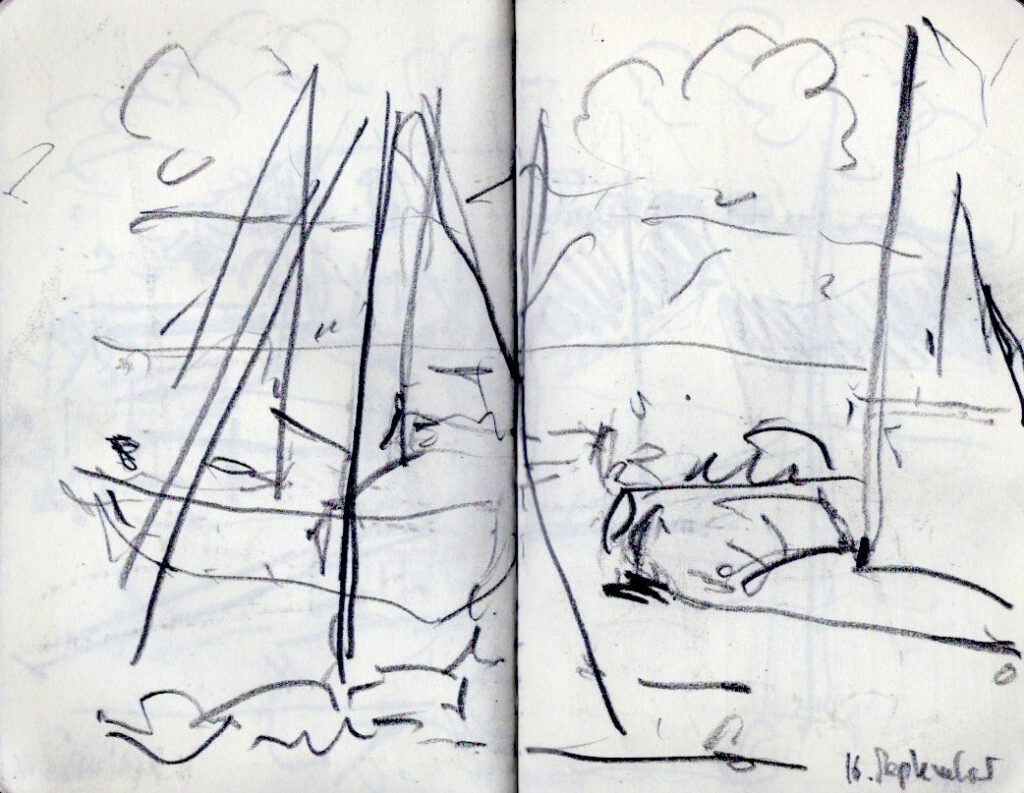 Skizzenbuch Camaret, Hafenszene 16. September 2023