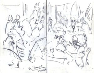 Skizzenbuch Ligurien, Cafe am Haven von Savona, 26. Januar 2024