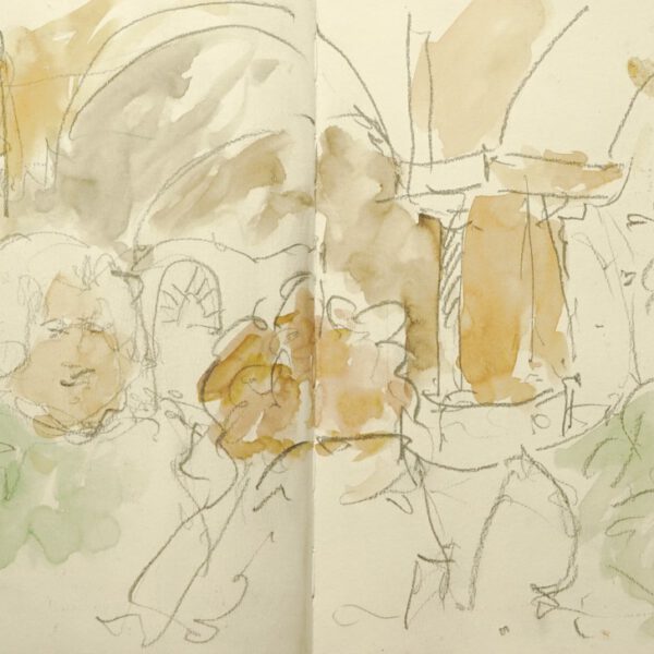Skizzenbuch Ligurien, Cafe in Finale Ligure, 15. Januar 2024