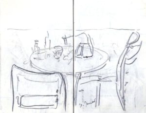 Skizzenbuch Ligurien, Finale Beach Cafe, 20. Januar 2024