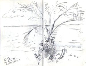 Skizzenbuch Ligurien, Finale Ligure Beach, 15. Januar 2024