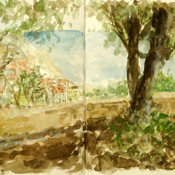 Skizzenbuch Ligurien, Oberhalb von Finalborgo, 22. Januar 2024