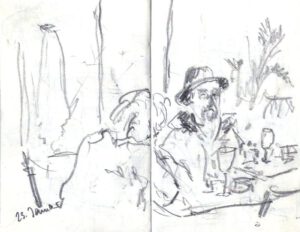 Skizzenbuch Ligurien, Strandbar Finale, 23. Januar 2024