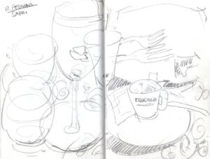 Skizzenbuch Sizilien, Cafe in Sapri, 12. Februar 2023