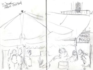 Skizzenbuch Sizilien, Palermo Ballero Streetfood, 22. Januar 2023