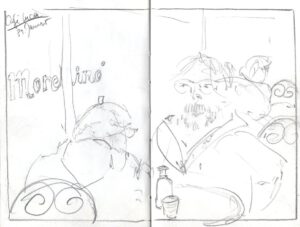 Skizzenbuch Sizilien, Palermo Cafe Luca, 31. Januar 2023