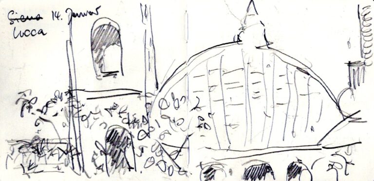 Jojo Wolff: Skizzenbuch Korsika/Nizza 2025, 14. Januar, Lucca