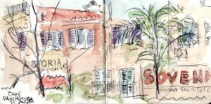 Jojo Wolff: Skizzenbuch Korsika/Nizza 2025, 23. Januar, Ajaccio, Place Foch