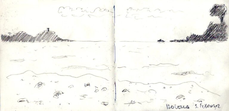 Jojo Wolff: Skizzenbuch Korsika/Nizza 2025, 3. Februar, Isolella Beach