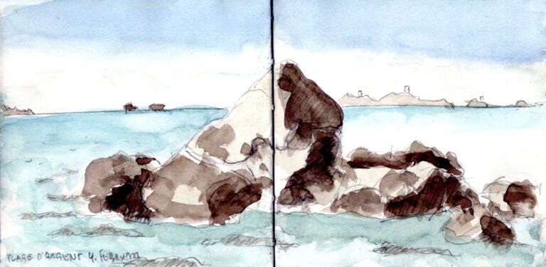 Jojo Wolff: Skizzenbuch Korsika/Nizza 2025, 4. Februar, Plage d'Argent