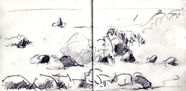 Jojo Wolff: Skizzenbuch Korsika/Nizza 2025, 4. Februar, Plage d'Argent
