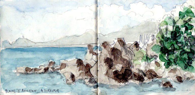 Jojo Wolff: Skizzenbuch Korsika/Nizza 2025, 4. Februar, Plage d'Argent