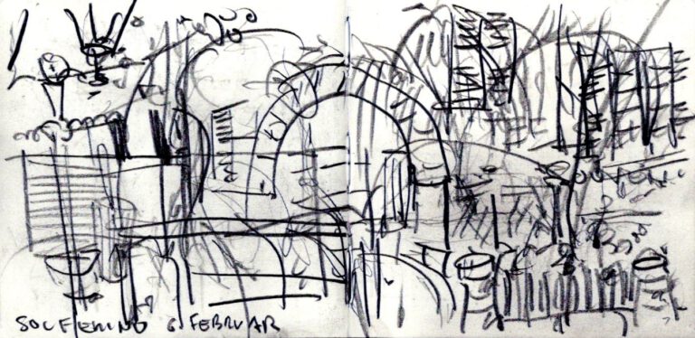 Jojo Wolff: Skizzenbuch Korsika/Nizza 2025, 6. Februar, Place Foch