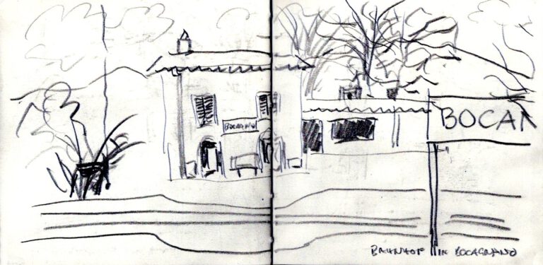 Jojo Wolff: Skizzenbuch Korsika/Nizza 2025, 5. Februar, Bahnhof Bocognano