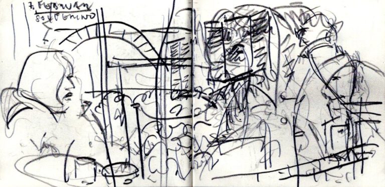Jojo Wolff: Skizzenbuch Korsika/Nizza 2025, 6. Februar, Ajaccio, Place Foch