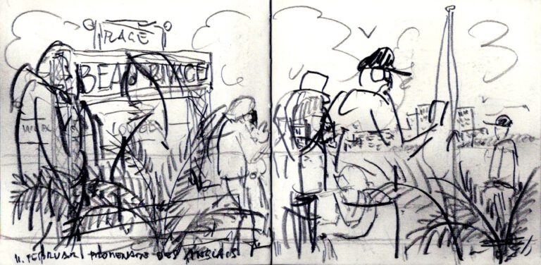 Jojo Wolff: Skizzenbuch Korsika/Nizza 2025, 11. Februar, Nizza, Promenade des Anglais
