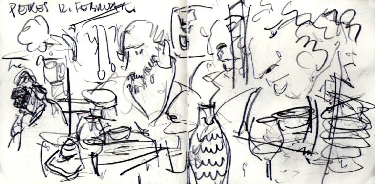 Jojo Wolff: Skizzenbuch Korsika/Nizza 2025, 12. Februar, Nizza, Peixes Opéra