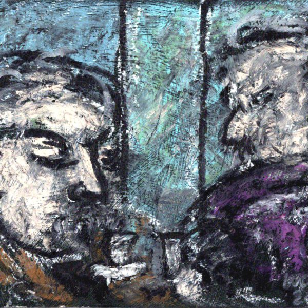 Jojo Wolff 2025: 2 Korsen, Ölpastell,15x20cm