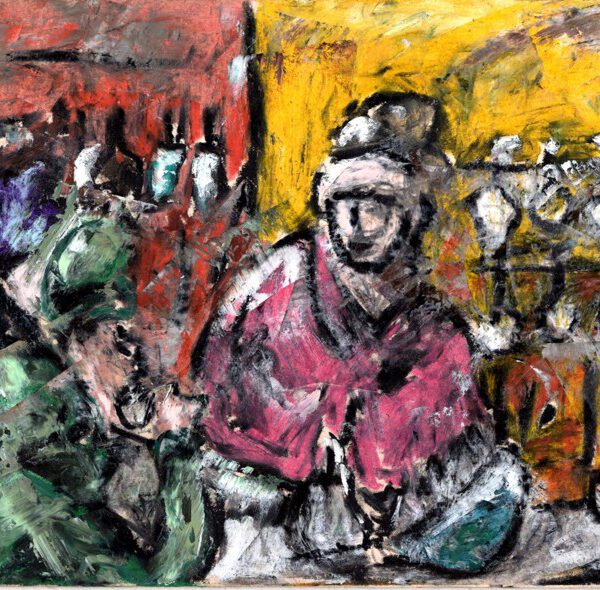 Jojo Wolff 2025: Al Bar a Lucca, ölpastell 20x30cm