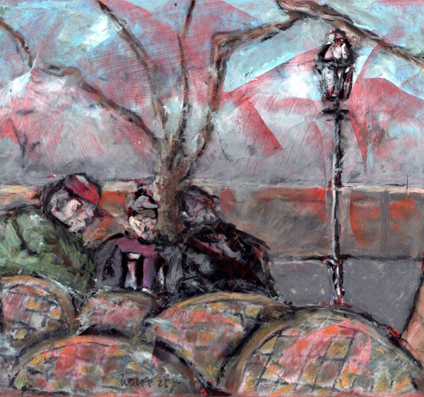 Jojo Wolff 2025: Place St. Nicolas Bastia, Ölpastell, 20x30cm