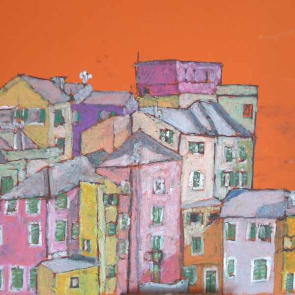 Jojo Wolff 2023: Boccadasse, Ölpastell 29,5x42cm