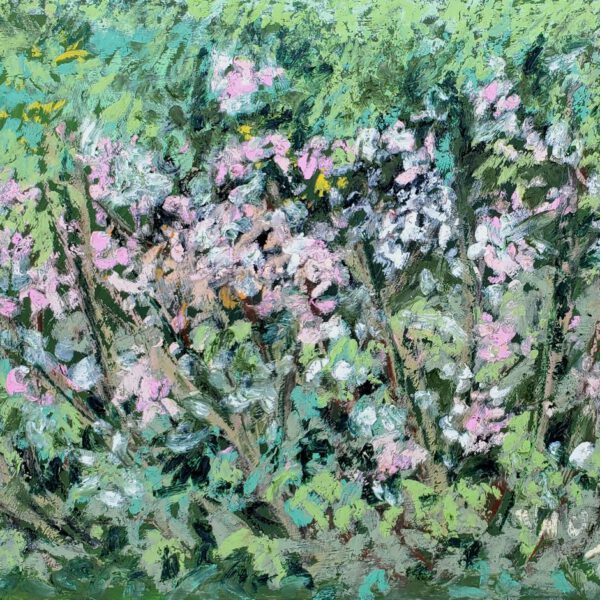 Jojo Wolff 2024: Garten 23. Juli, Ölpastell ca. 22x31cm
