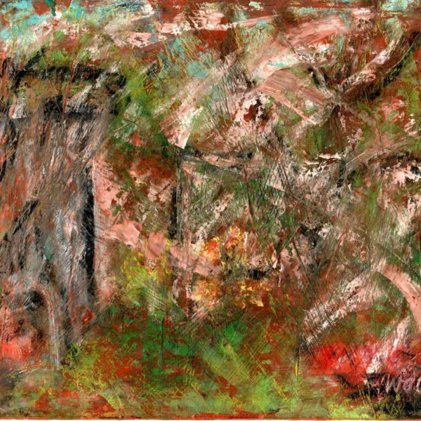 Jojo Wolff 2024: Gartenschuppen September, Ölpastell ca. 18x26cm