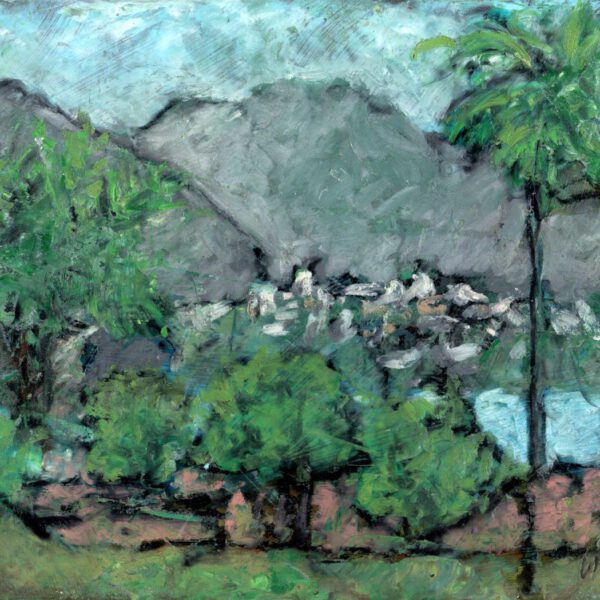 Jojo Wolff 2025: Le Bar du Marche, Ölpastell 18x24cm