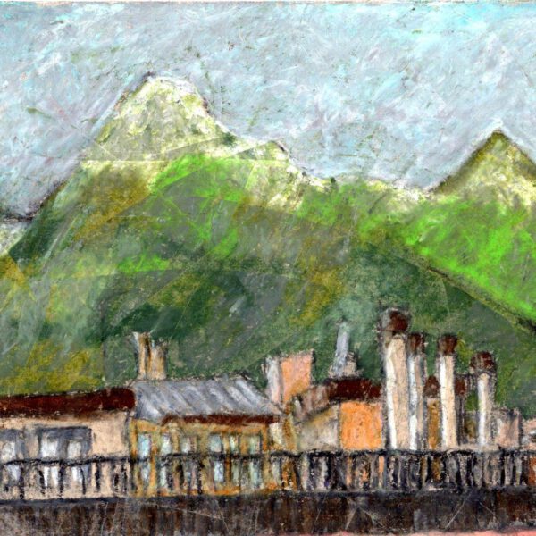 Jojo Wolff 2023: Palermo Berge, Ölpastell 21x30cm