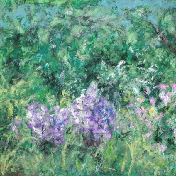 Jojo Wolff 2024: Pfingstmontag im Garten, Ölpastell 30x40cm