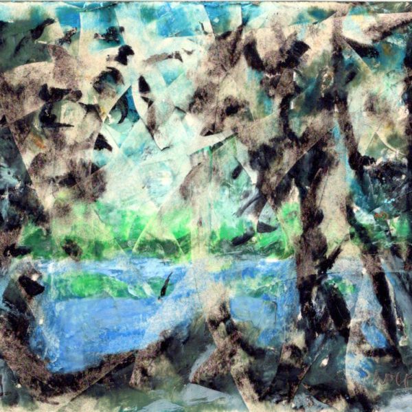 Jojo Wolff 2024: Seeblick August 2024, Ölpastell 13x18cm