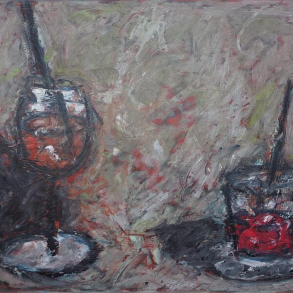 Jojo Wolff 2025: Aperol Spritz und Cap Corse Rouge, Ölpastell 18x28cm