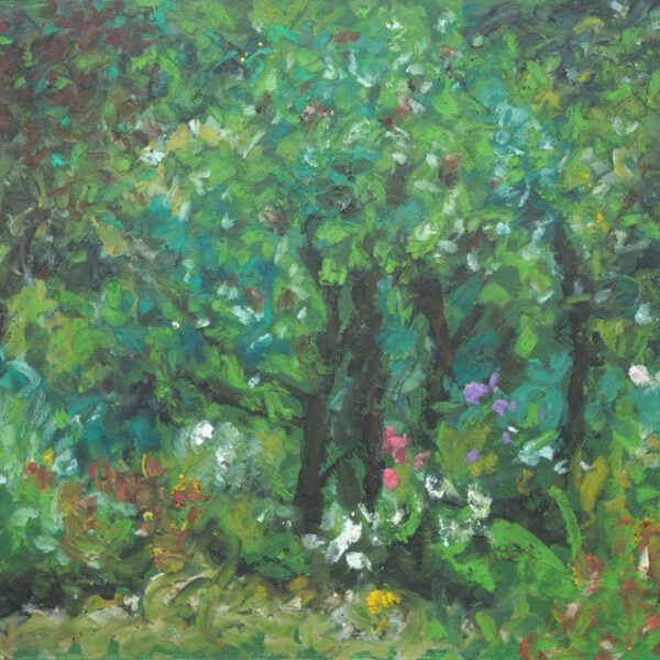 Jojo Wolff 2025: Garten 12. Juli, Ölpastell 15x21cm