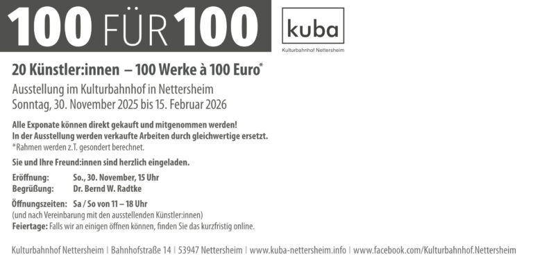 Einladungskarte 100 für 100 KUBA Nettersheim 2025